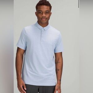 Lululemon Evolution Short Sleeve Polo Piqué Heathered Blue Linen Silverescent M